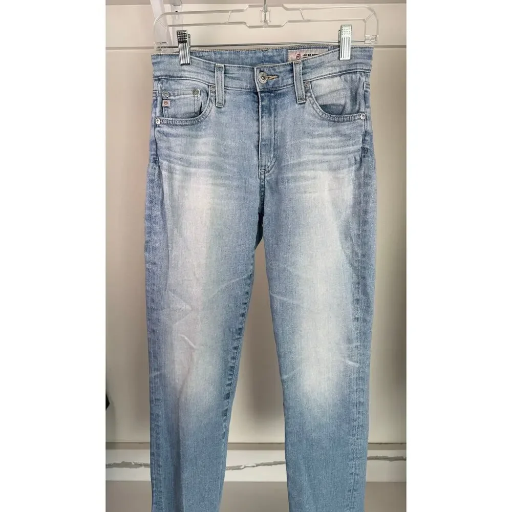 AG Jeans Adriano Goldschmeid Women's Straight Leg Fray Hem Size 26‎ Light Wash